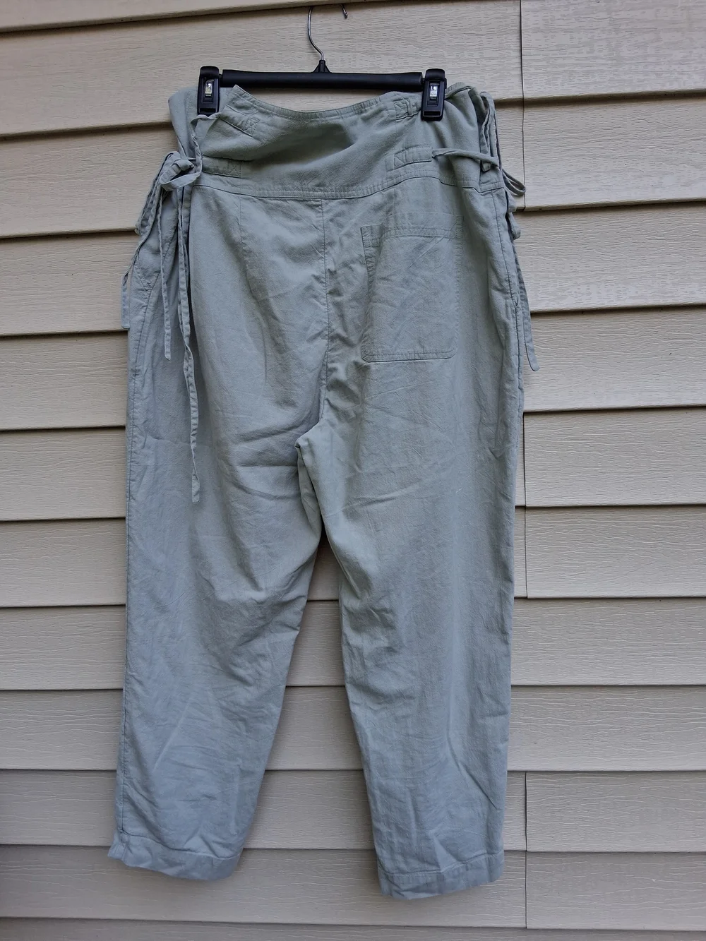 Free People Light Sage High-Rise Wide Leg Pants with Side Ties